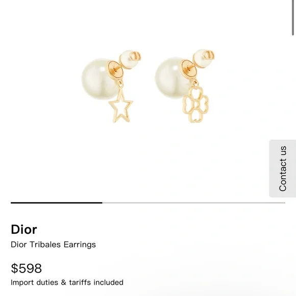Dior Pearl Stud Earrings with Gold Star and Flower Charms - Picture 2 of 4